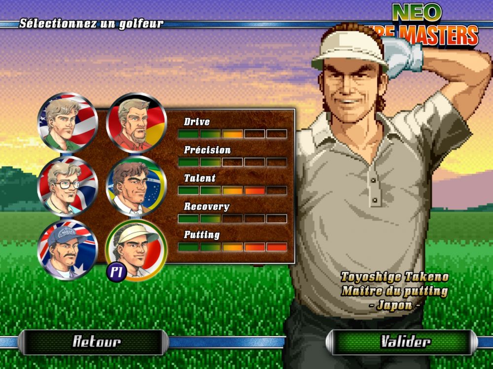 Choisissez votre golfeur suivant ses caractéristiques
