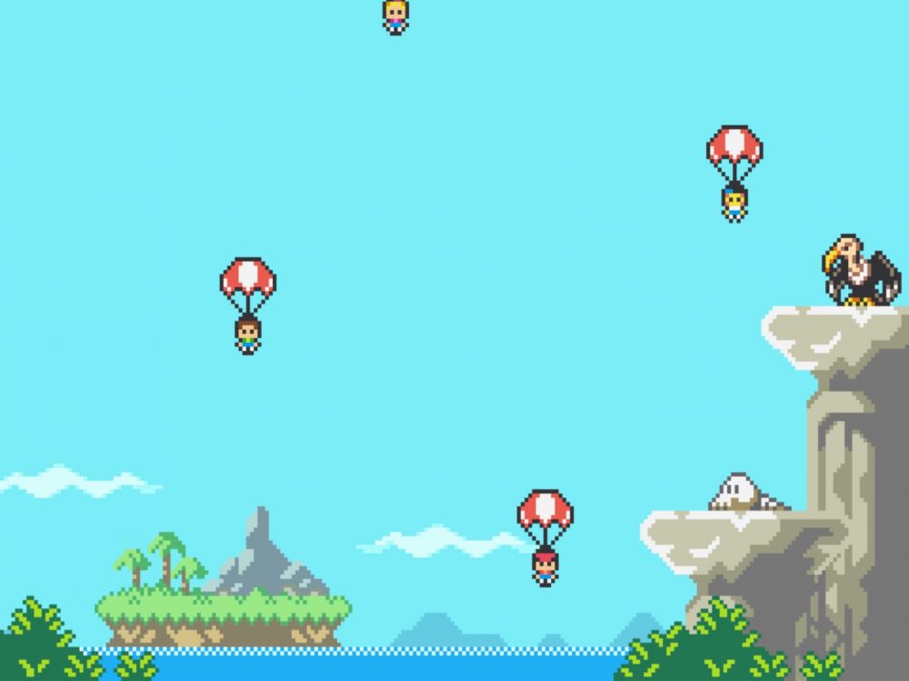 4 personnages parachutés sur une île mystérieuse